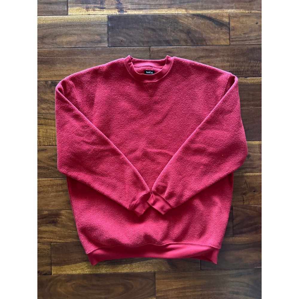 Bolle Golf Sweatshirt Mens Large Red Excellent Fleece Crewneck Pullover Ribbed